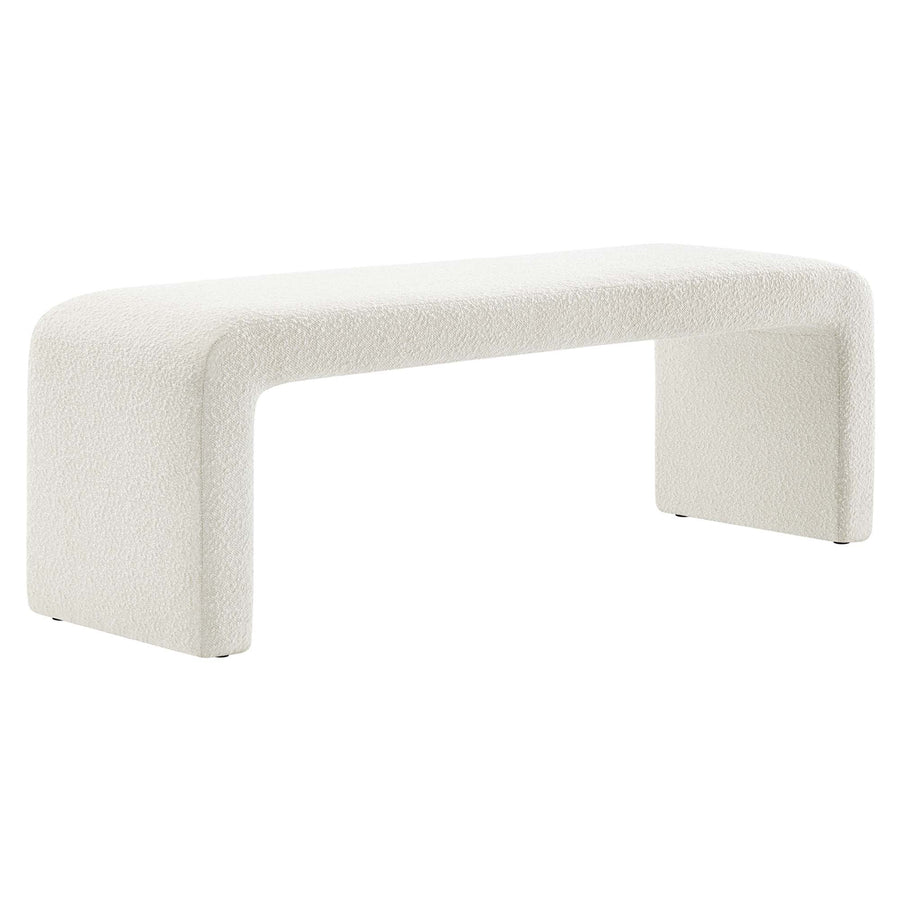 Talia Boucle Fabric Waterfall Long Bench in Ivory