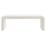 Talia Boucle Fabric Waterfall Long Bench in Ivory