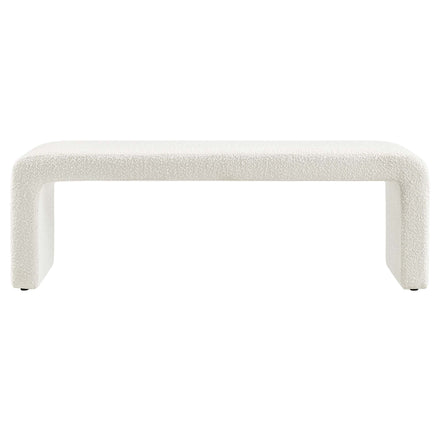 Simba Boucle Fabric Waterfall Long Bench in Ivory