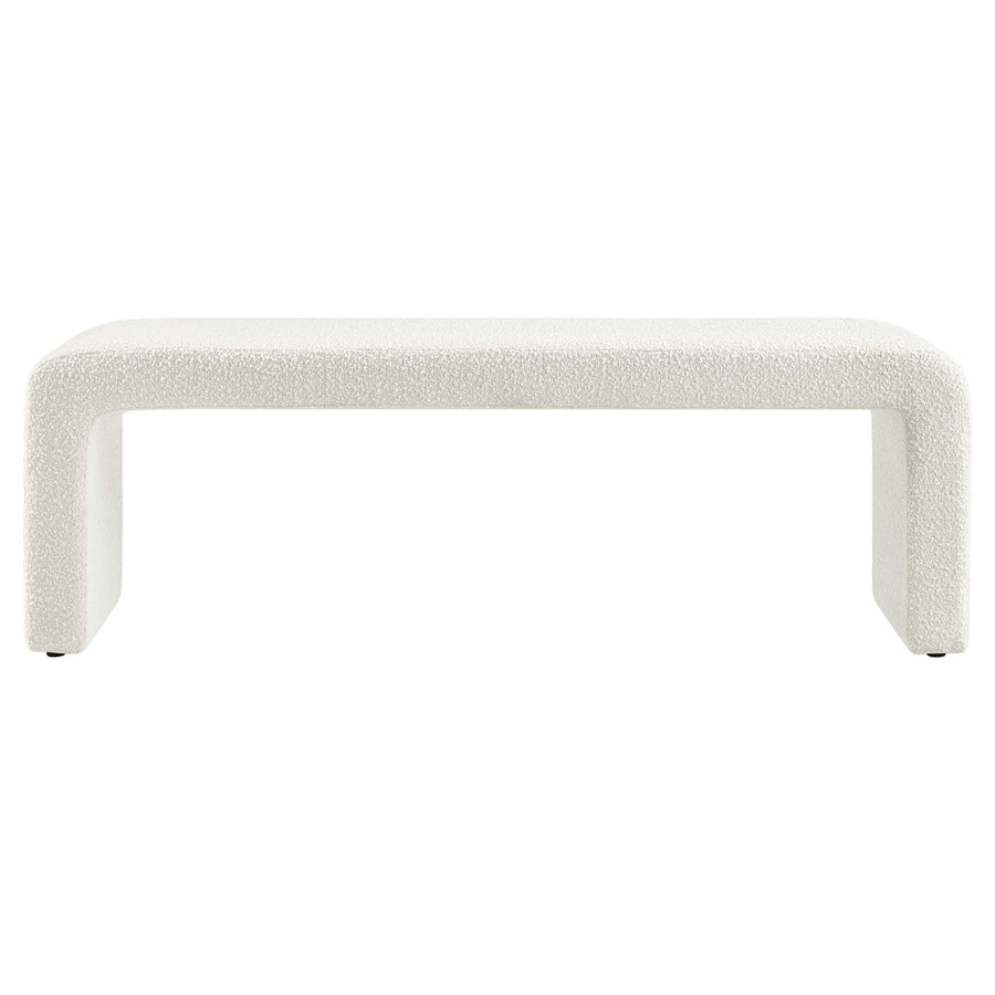 Talia Boucle Fabric Waterfall Long Bench in Ivory