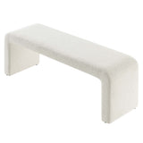 Talia Boucle Fabric Waterfall Long Bench in Ivory