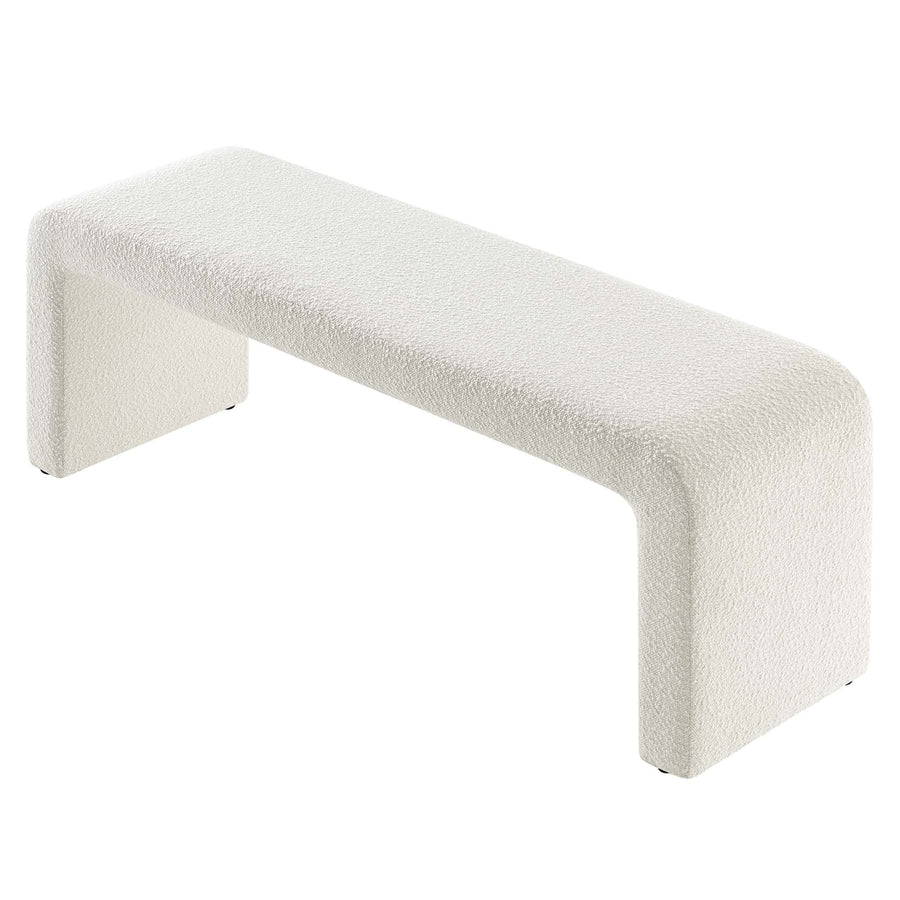 Talia Boucle Fabric Waterfall Long Bench in Ivory