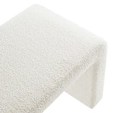 Talia Boucle Fabric Waterfall Long Bench in Ivory