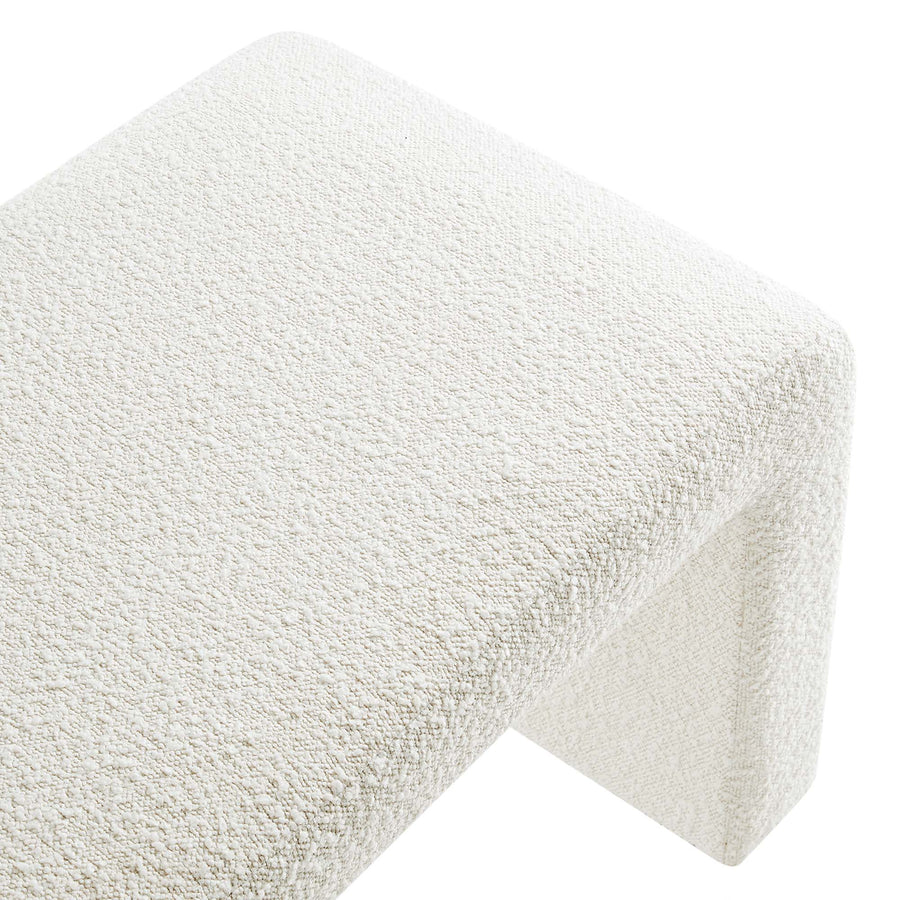 Talia Boucle Fabric Waterfall Long Bench in Ivory