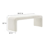 Talia Boucle Fabric Waterfall Long Bench in Ivory