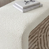 Talia Boucle Fabric Waterfall Long Bench in Ivory