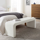 Talia Boucle Fabric Waterfall Long Bench in Ivory