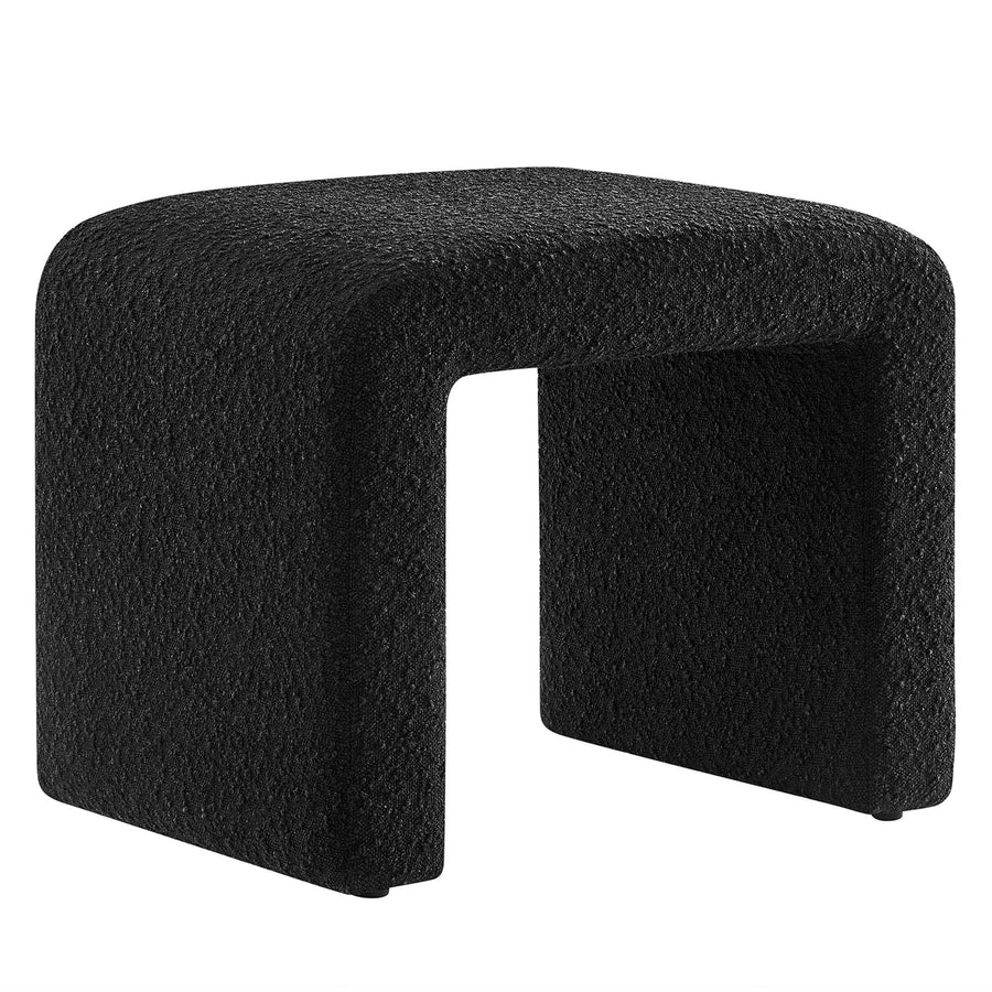 Talia Boucle Fabric Waterfall Stool in Black