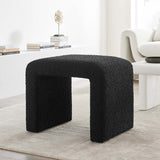 Talia Boucle Fabric Waterfall Stool in Black