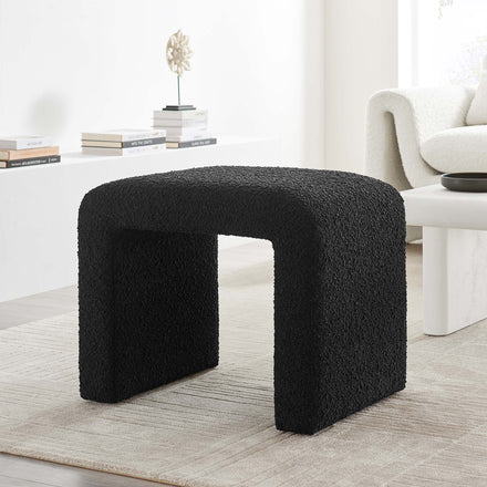 Simba Boucle Fabric Waterfall Stool in Black