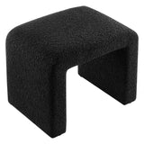 Talia Boucle Fabric Waterfall Stool in Black