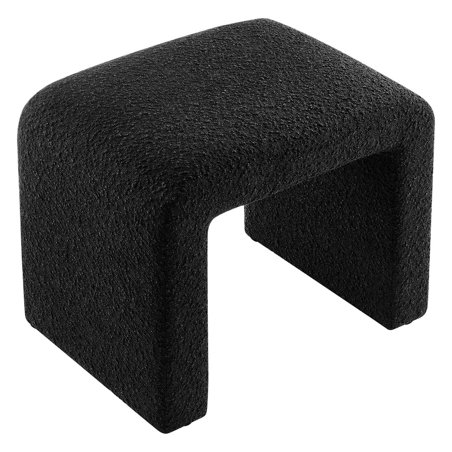 Talia Boucle Fabric Waterfall Stool in Black