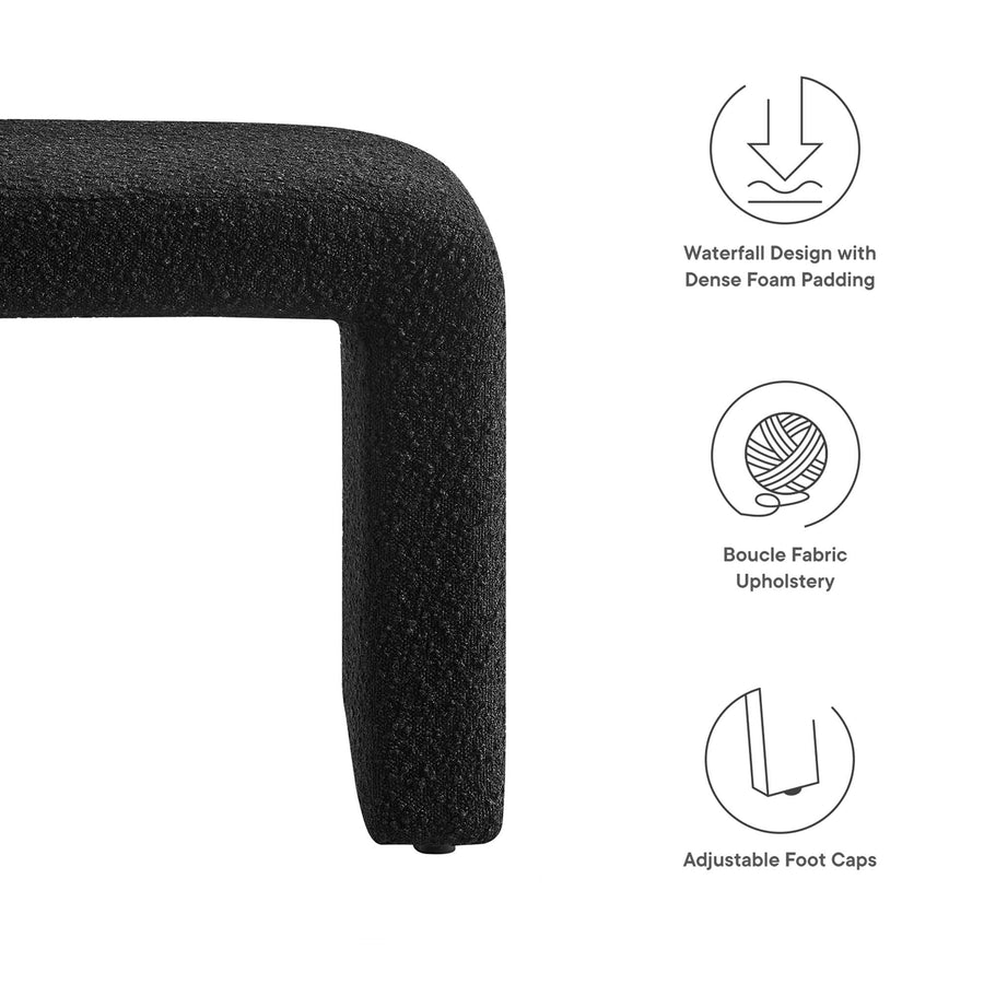 Talia Boucle Fabric Waterfall Stool in Black