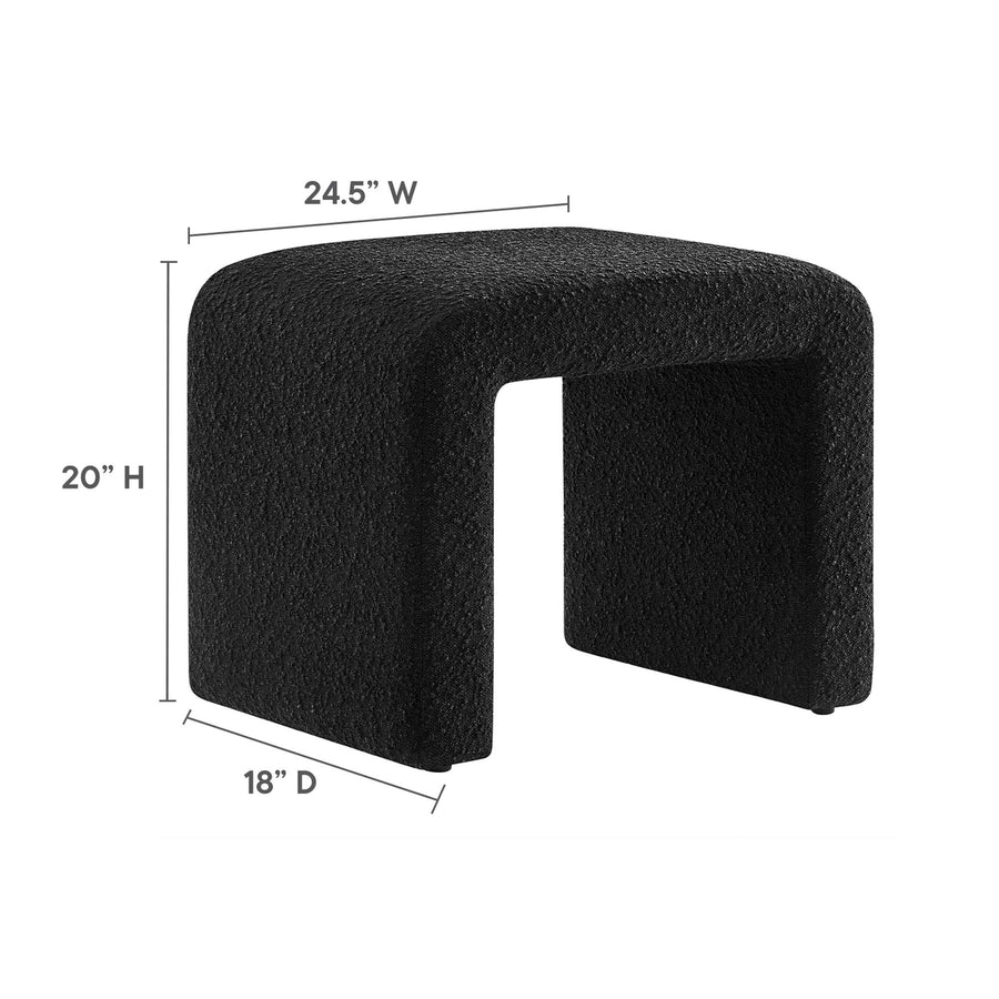 Talia Boucle Fabric Waterfall Stool in Black