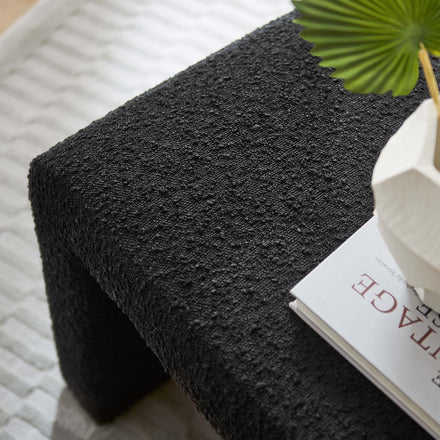 Simba Boucle Fabric Waterfall Stool in Black