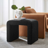 Talia Boucle Fabric Waterfall Stool in Black