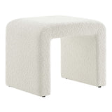 Talia Boucle Fabric Waterfall Stool in Ivory