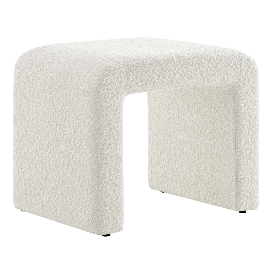 Talia Boucle Fabric Waterfall Stool in Ivory