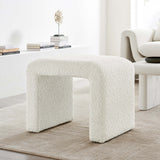 Talia Boucle Fabric Waterfall Stool in Ivory