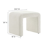 Talia Boucle Fabric Waterfall Stool in Ivory