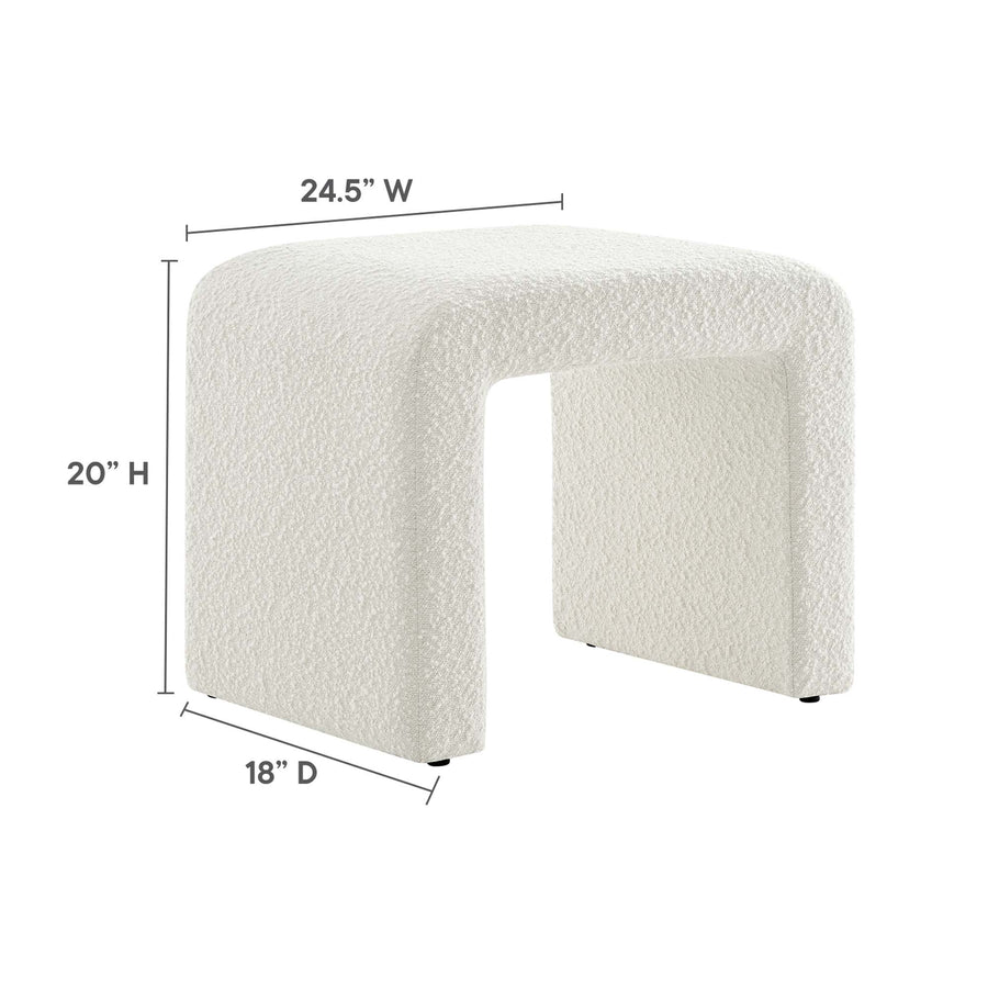 Talia Boucle Fabric Waterfall Stool in Ivory