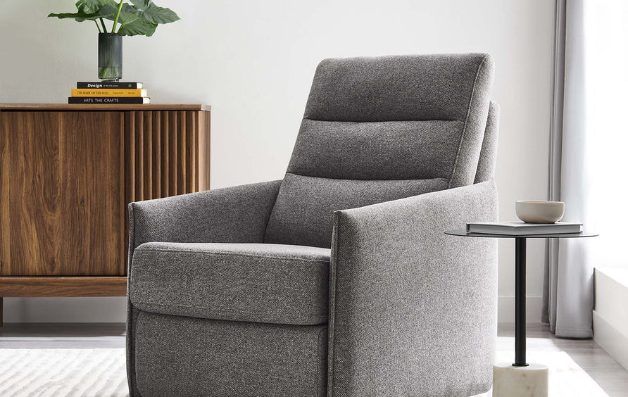 Greta Upholstered Fabric Lounge Chair in Light Gray