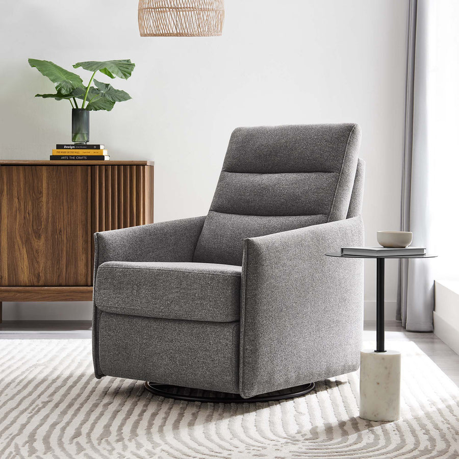 Greta Upholstered Fabric Lounge Chair in Light Gray