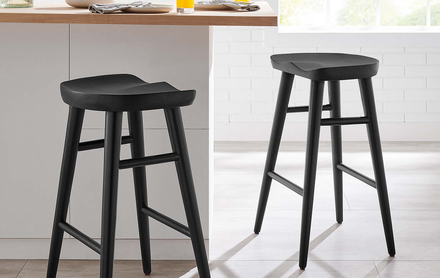 Oona Backless Wood Counter Stools Set of 2 in Black