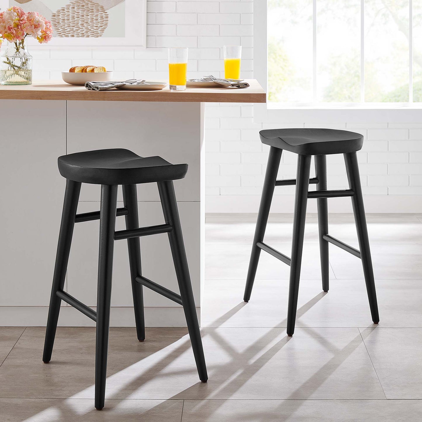 Saville Backless Wood Counter Stools Set of 2 by Furniture For America