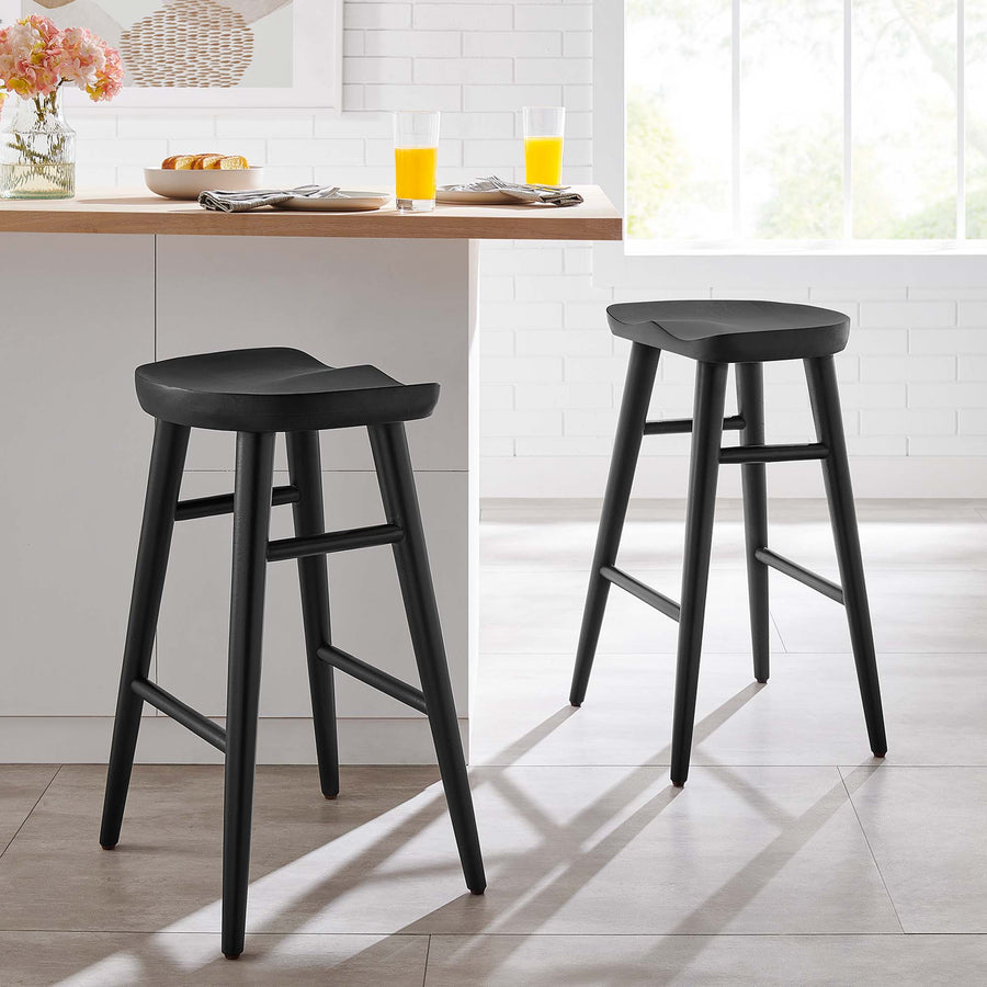 Oona Backless Wood Counter Stools Set of 2 in Black