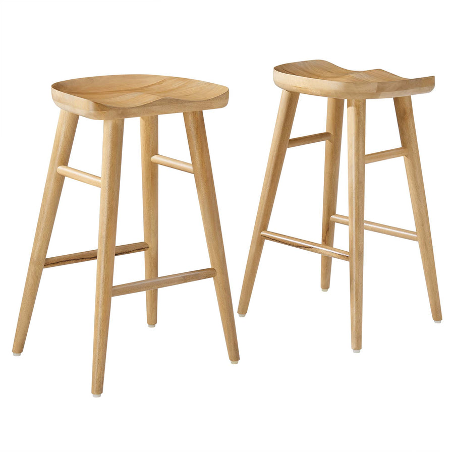 Oona Backless Wood Counter Stools Set of 2 in Oak