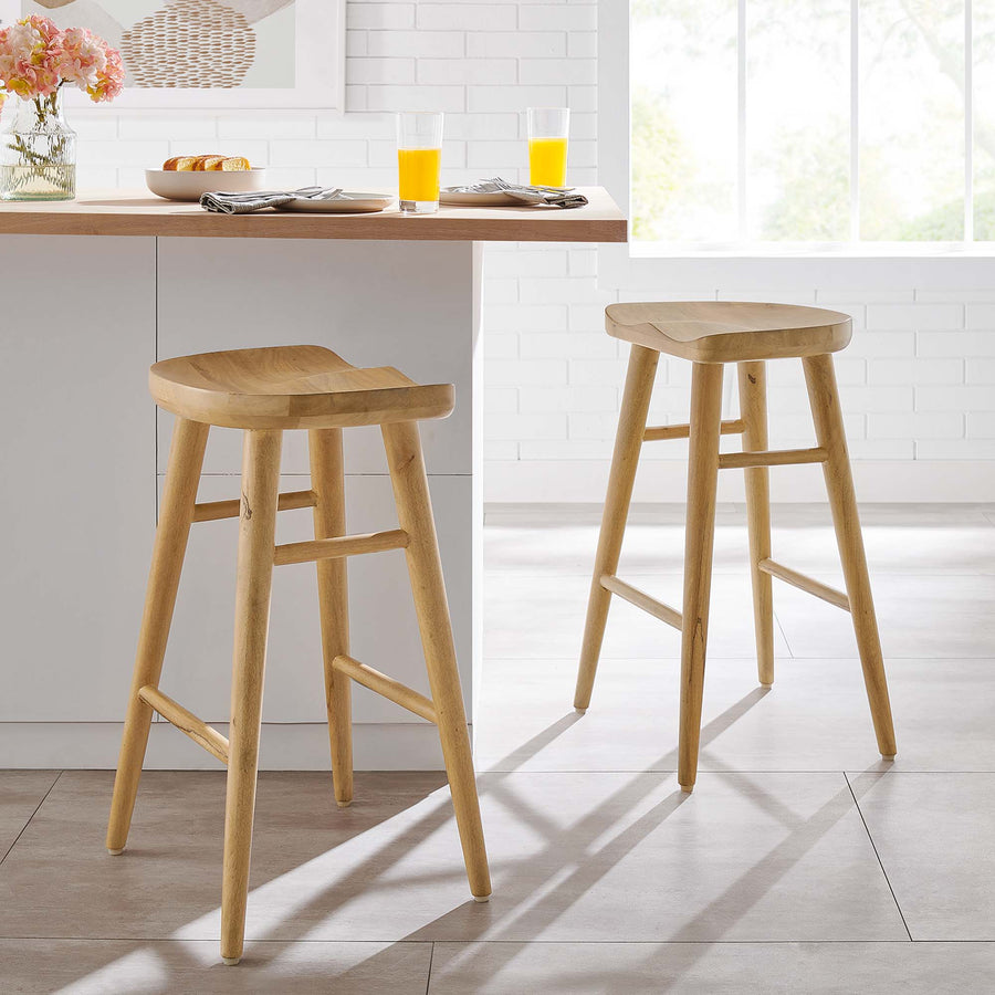 Oona Backless Wood Counter Stools Set of 2 in Oak