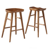 Oona Backless Wood Counter Stools Set of 2 in Walnut