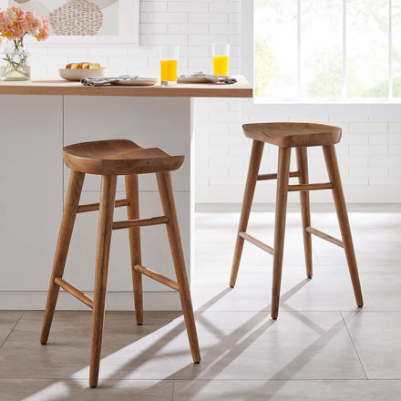Saville Backless Wood Counter Stools Set of 2 in Walnut