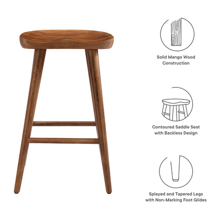Saville Backless Wood Counter Stools Set of 2 in Walnut