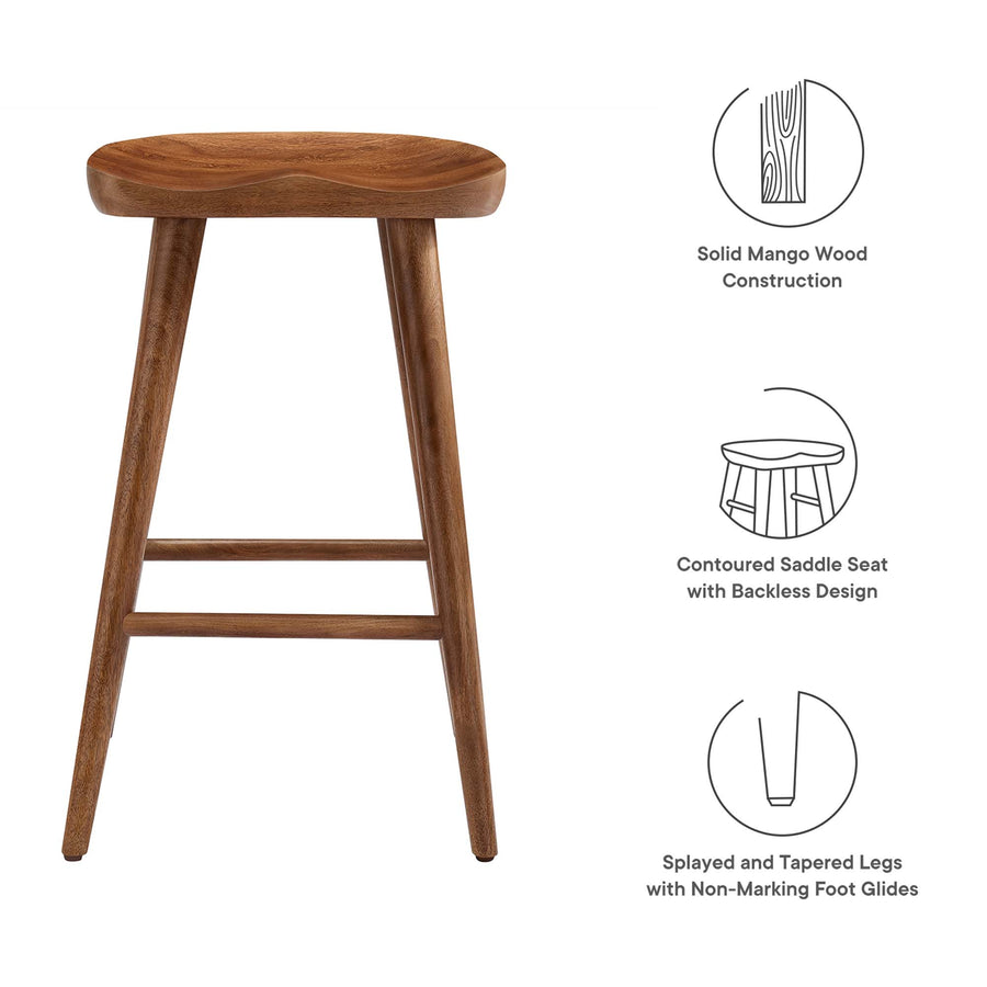 Oona Backless Wood Counter Stools Set of 2 in Walnut