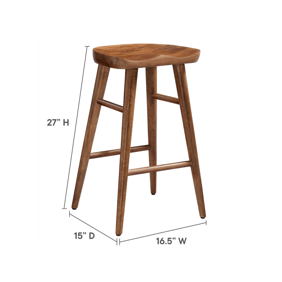 Oona Backless Wood Counter Stools Set of 2 in Walnut