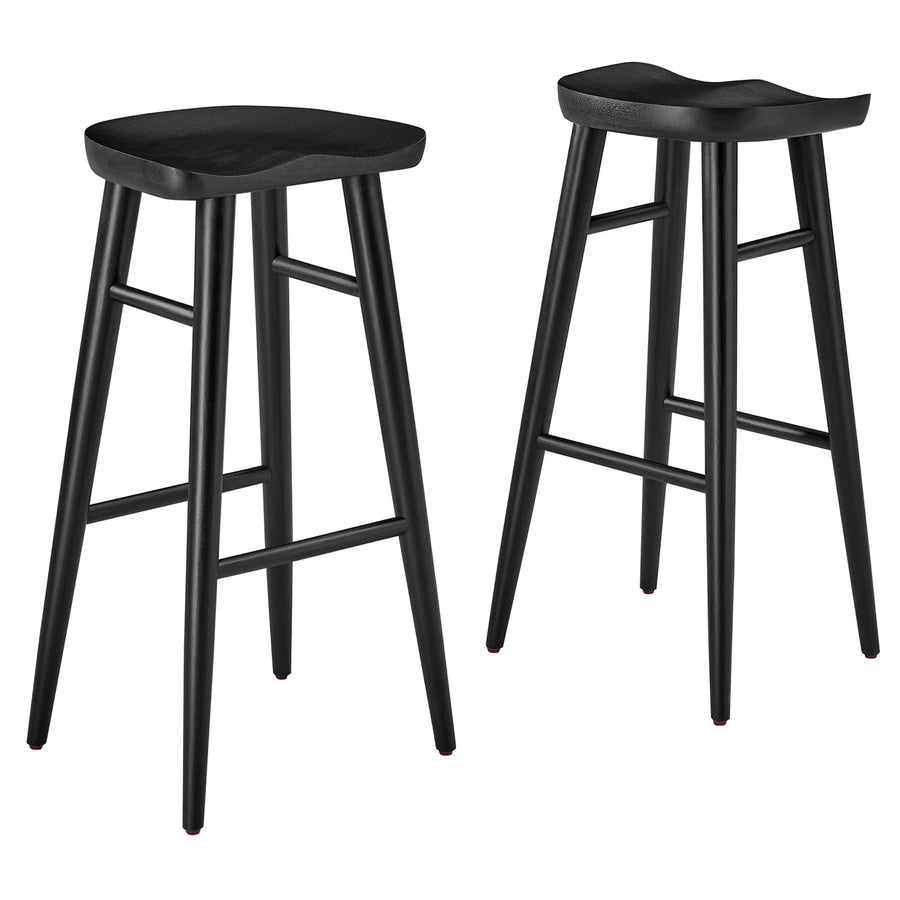 Oona Backless Wood Bar Stools Set of 2 in Black