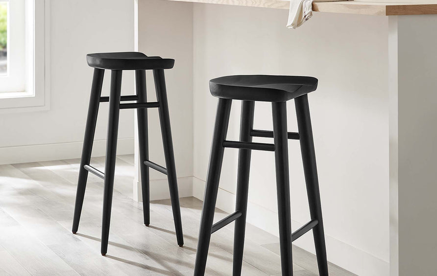 Oona Backless Wood Bar Stools Set of 2 in Black