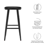 Oona Backless Wood Bar Stools Set of 2 in Black