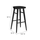 Oona Backless Wood Bar Stools Set of 2 in Black