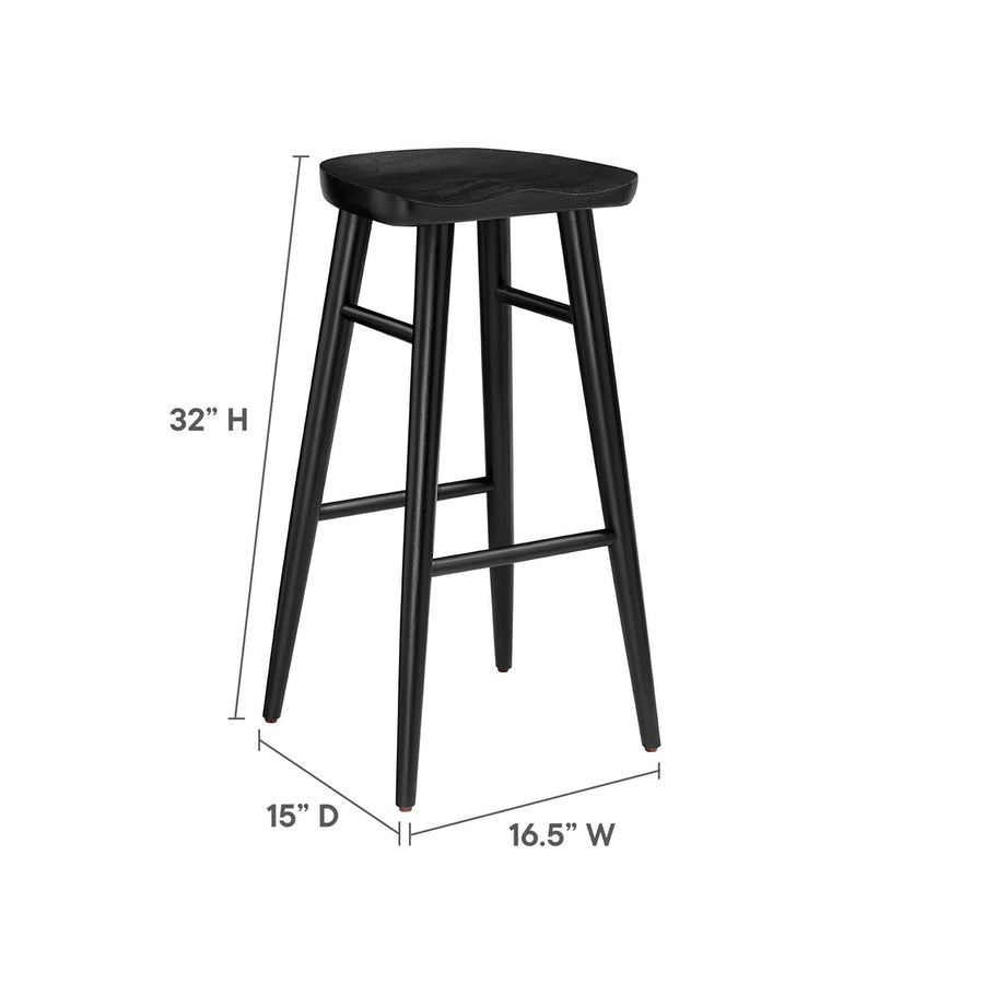 Oona Backless Wood Bar Stools Set of 2 in Black