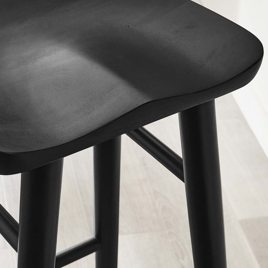 Oona Backless Wood Bar Stools Set of 2 in Black