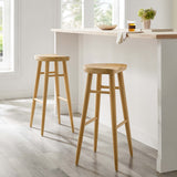 Oona Backless Wood Bar Stools Set of 2 in Oak