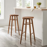 Oona Backless Wood Bar Stools Set of 2 in Walnut