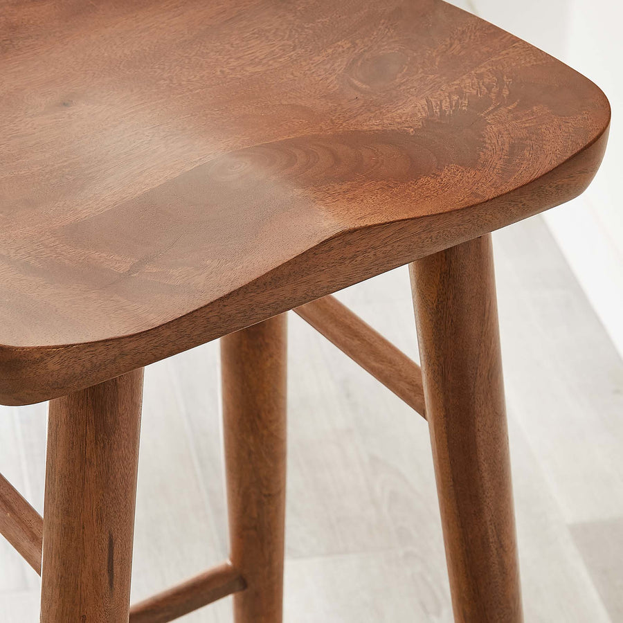 Oona Backless Wood Bar Stools Set of 2 in Walnut