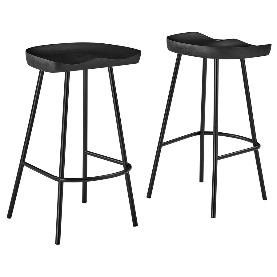 Milo Backless Wood Counter Stools Set of 2 in Black