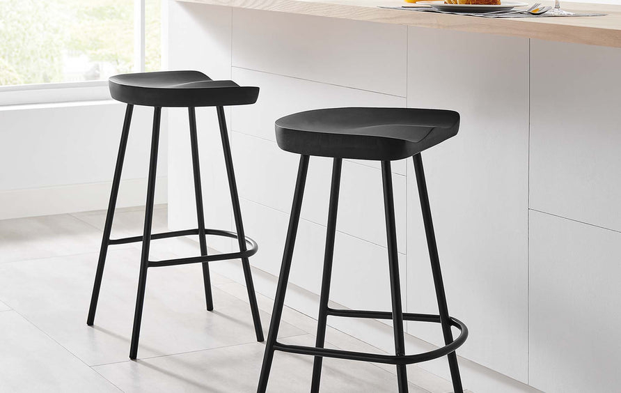 Milo Backless Wood Counter Stools Set of 2 in Black