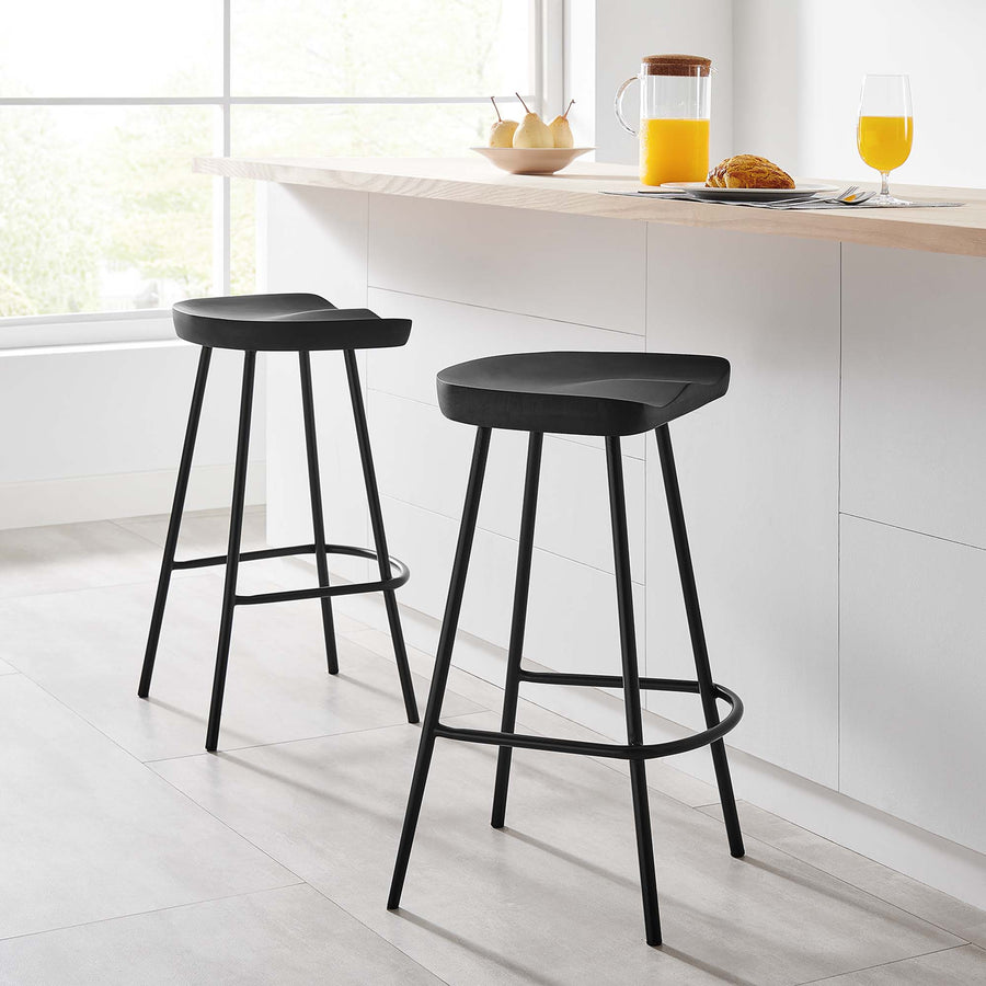 Milo Backless Wood Counter Stools Set of 2 in Black