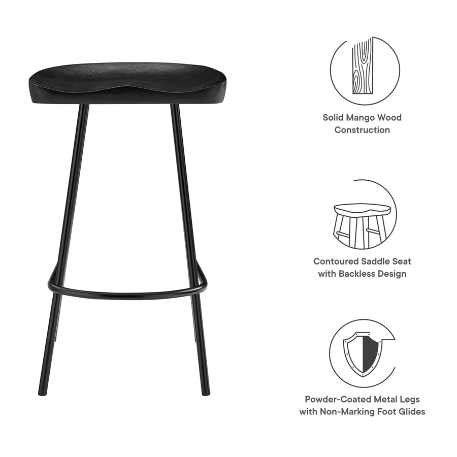 Milo Backless Wood Counter Stools Set of 2 in Black